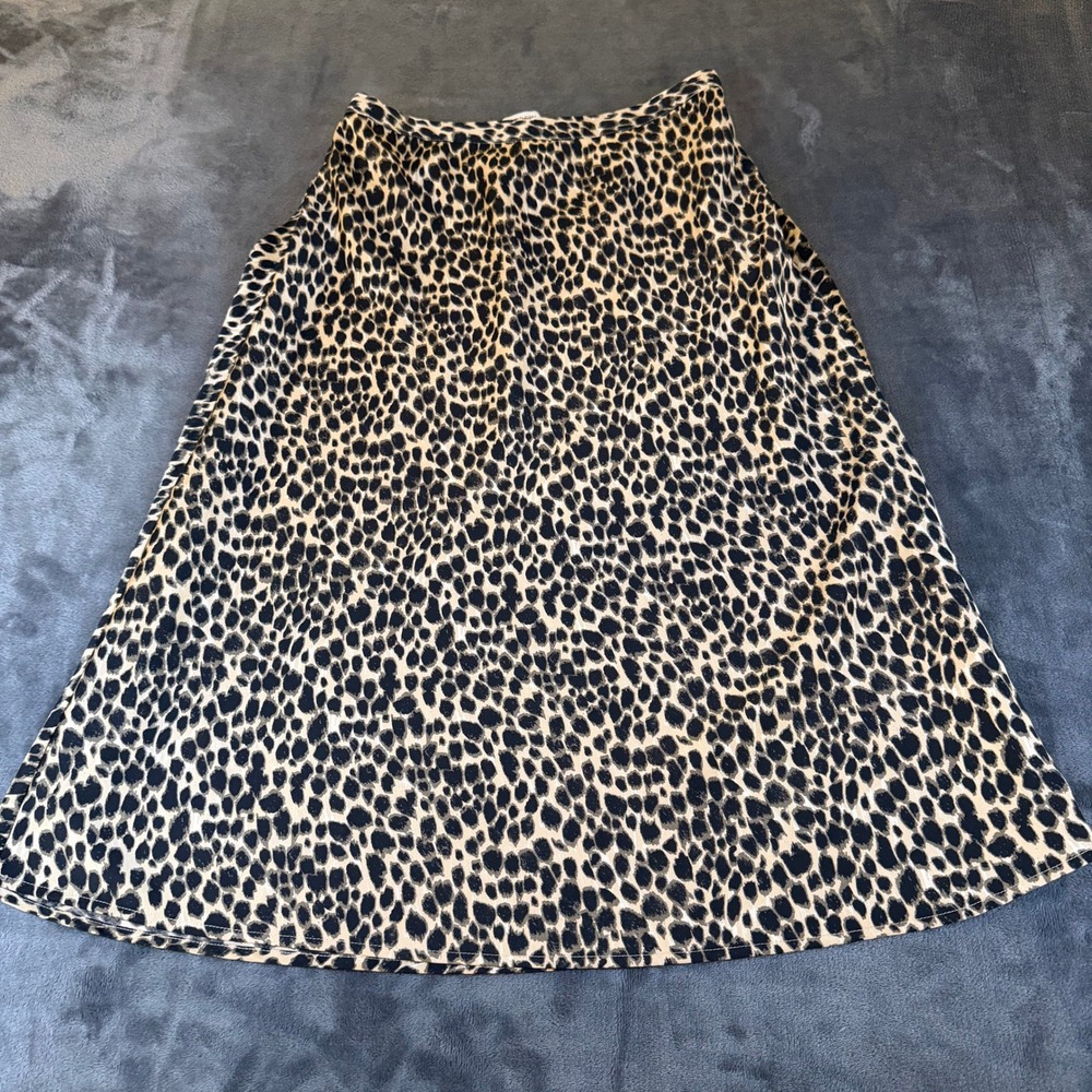 J. Crew Leopard Print Midi Skirt Elastic Waist A-Line Womens Extra Small 28x28.5
